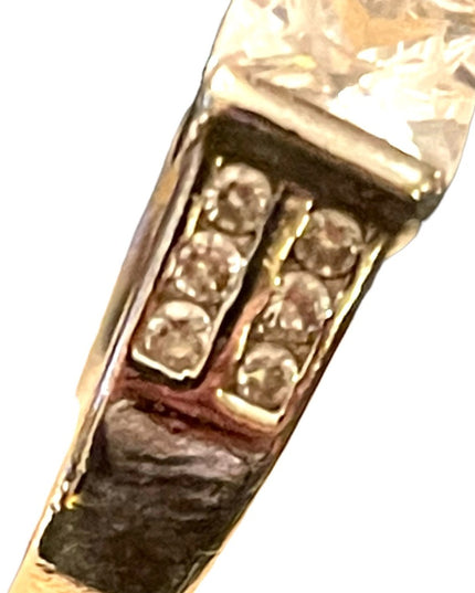 Vintage sterling silver 1990s CZ fancy large Engagement ring