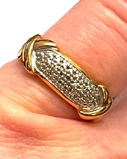 Stunning gold plt Sterling silver 925 diamond illusion band ring X