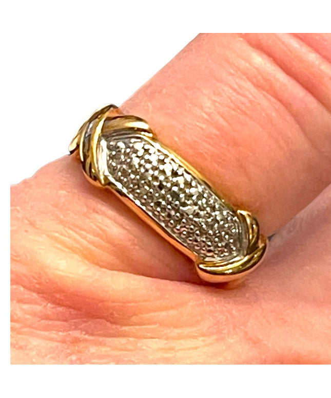 Stunning gold plt Sterling silver 925 diamond illusion band ring X