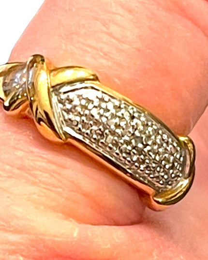 Stunning gold plt Sterling silver 925 diamond illusion band ring X