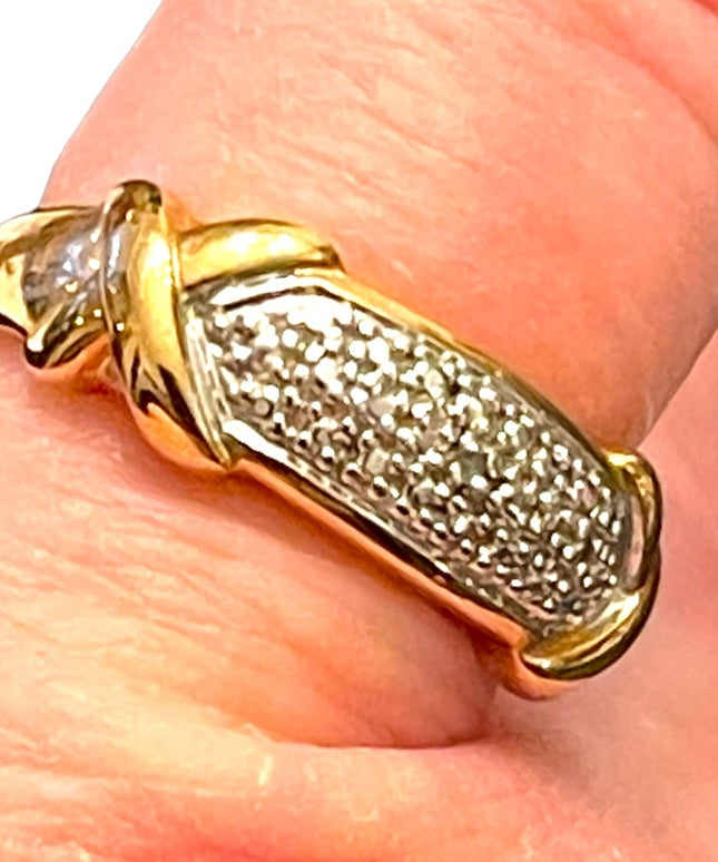 Stunning gold plt Sterling silver 925 diamond illusion band ring X