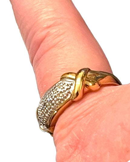 Stunning gold plt Sterling silver 925 diamond illusion band ring X
