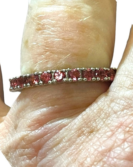 Sterling silver 925 Ruby red crystal glass infinity band ring