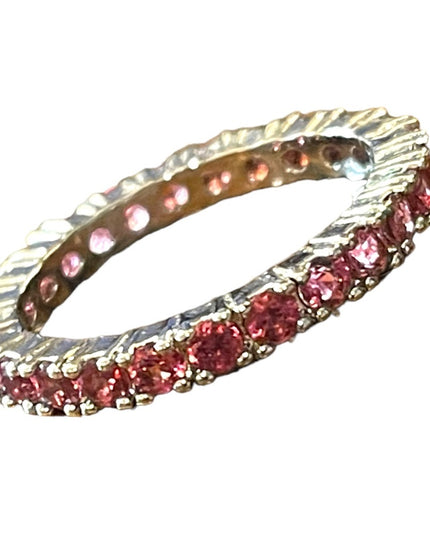 Sterling silver 925 Ruby red crystal glass infinity band ring