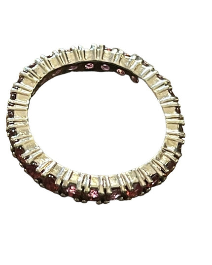 Sterling silver 925 Ruby red crystal glass infinity band ring