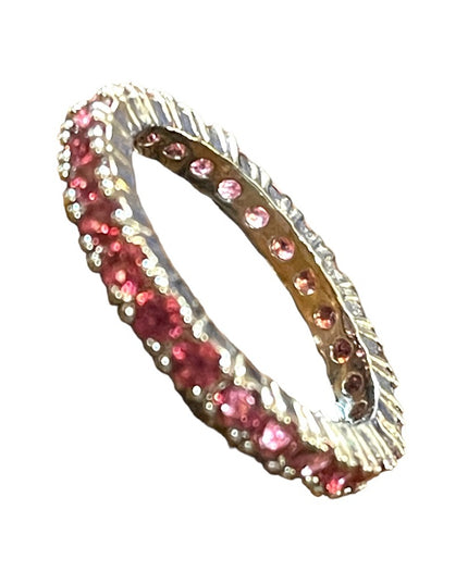 Sterling silver 925 Ruby red crystal glass infinity band ring