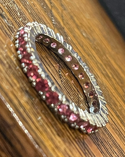 Sterling silver 925 Ruby red crystal glass infinity band ring