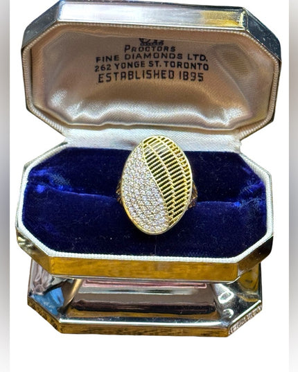 Sterling silver 925 Gold plated ornate CZ filagree ring