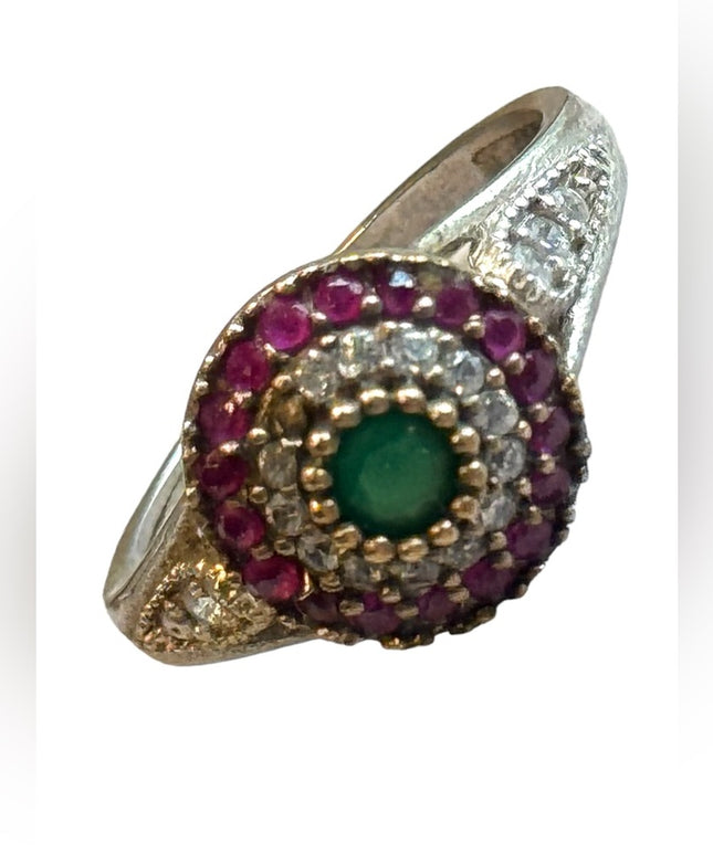 Vintage sterling silver Rhinestone CZ Fancy ring