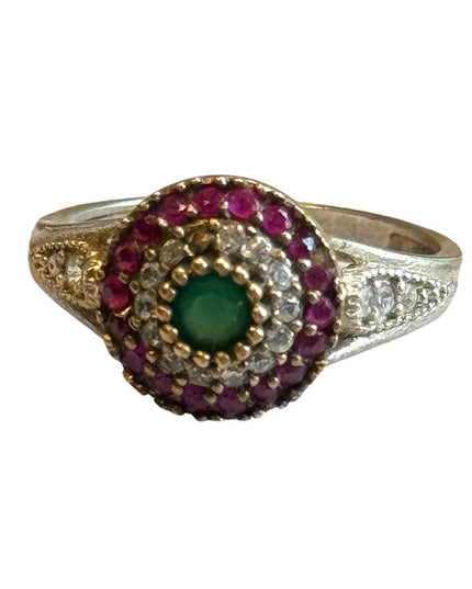 Vintage sterling silver Rhinestone CZ Fancy ring