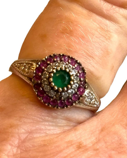 Vintage sterling silver Rhinestone CZ Fancy ring