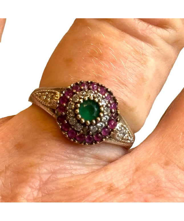 Vintage sterling silver Rhinestone CZ Fancy ring