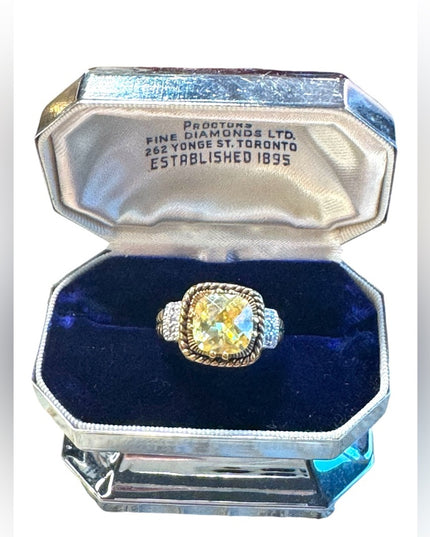Lovely Lia Sophia topaz CZ cryatal gold silver ring