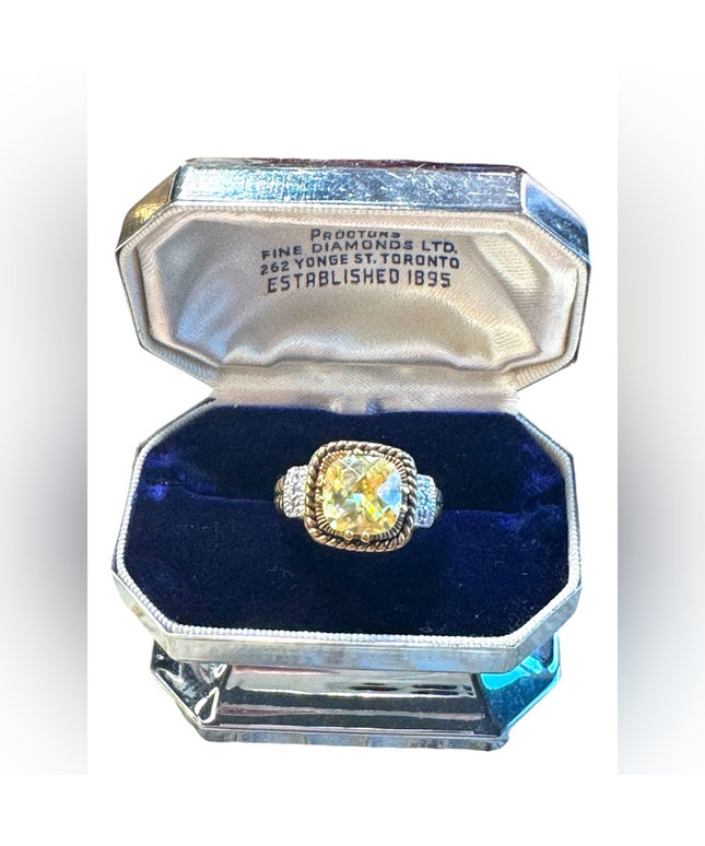 Lovely Lia Sophia topaz CZ cryatal gold silver ring