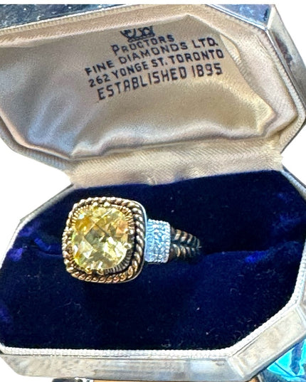 Lovely Lia Sophia topaz CZ cryatal gold silver ring