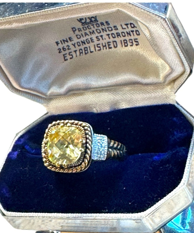 Lovely Lia Sophia topaz CZ cryatal gold silver ring