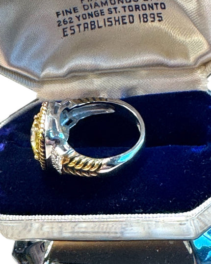 Lovely Lia Sophia topaz CZ cryatal gold silver ring