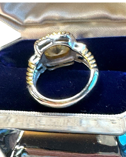 Lovely Lia Sophia topaz CZ cryatal gold silver ring