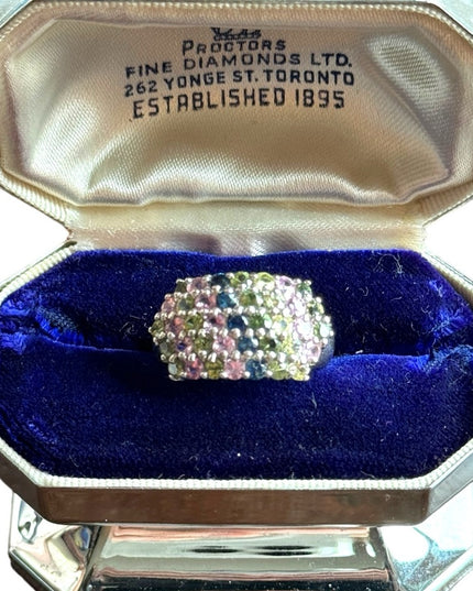 Beautiful multi color crystal CZ Sterling silver 925 ring band
