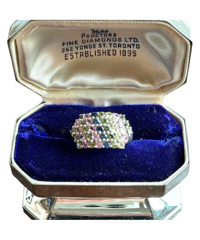 Beautiful multi color crystal CZ Sterling silver 925 ring band