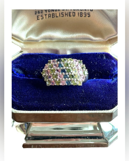 Beautiful multi color crystal CZ Sterling silver 925 ring band