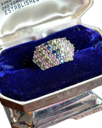 Beautiful multi color crystal CZ Sterling silver 925 ring band