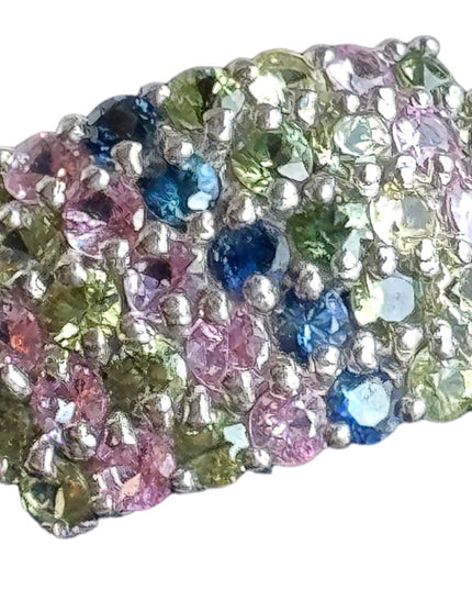 Beautiful multi color crystal CZ Sterling silver 925 ring band