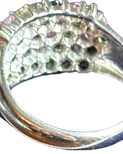 Beautiful multi color crystal CZ Sterling silver 925 ring band