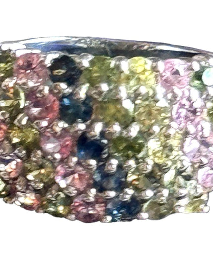 Beautiful multi color crystal CZ Sterling silver 925 ring band