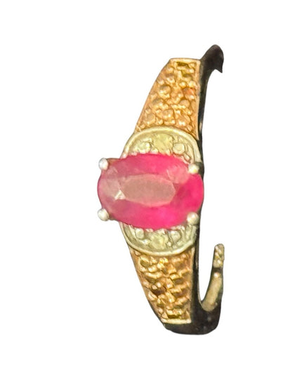 Elegant Vintage 925 Sterling Gold plt Ring with Pink Ruby Gemstone