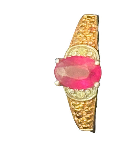 Elegant Vintage 925 Sterling Gold plt Ring with Pink Ruby Gemstone