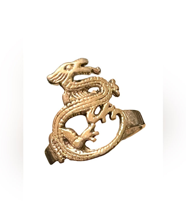 Sterling silver 925 SRT Etched dragon ring Fantasy design