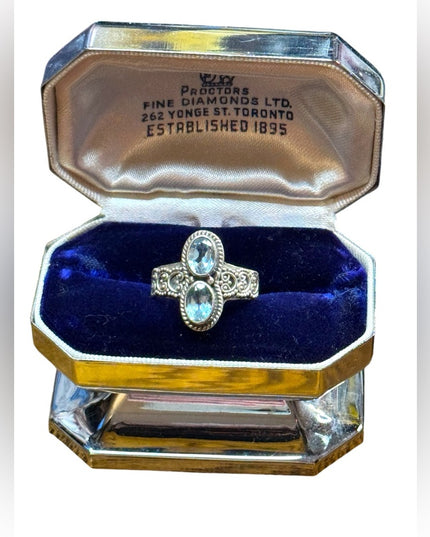 Lovely sterling Silver 925 Blue topaz fancy Gemstone Ring