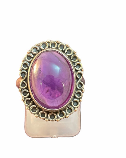Sterling silver fancy amethyst ring
