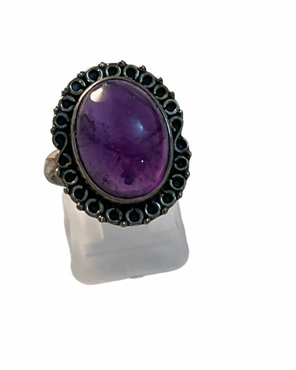 Sterling silver fancy amethyst ring