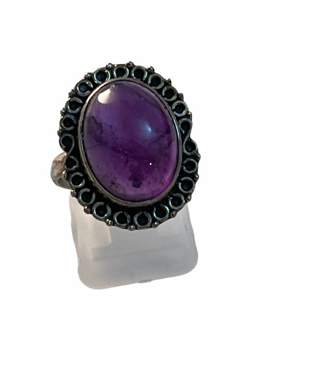 Sterling silver fancy amethyst ring