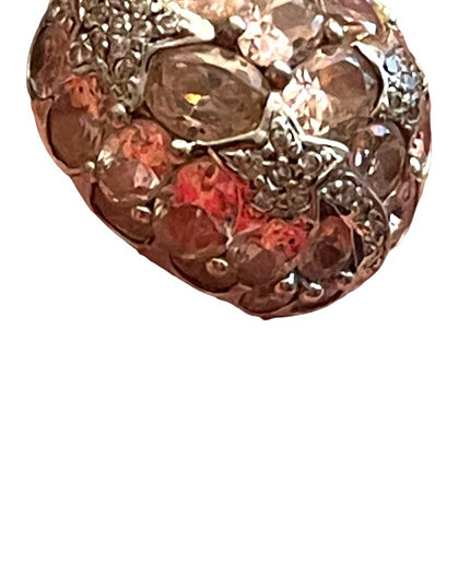 Vintage pink ice crystal domed 925 ring large statement