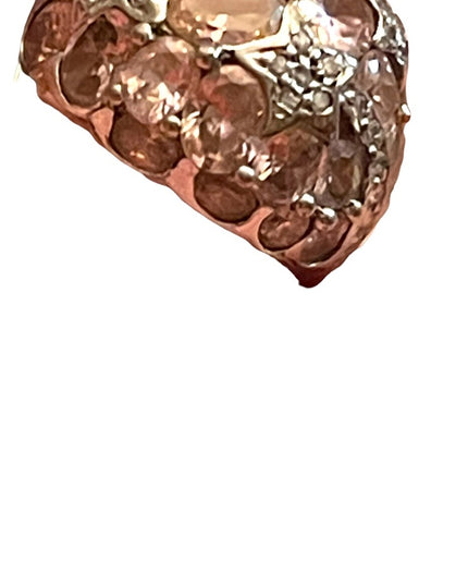Vintage pink ice crystal domed 925 ring large statement
