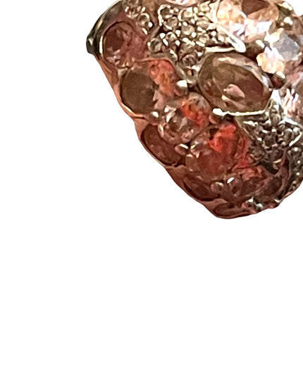 Vintage pink ice crystal domed 925 ring large statement