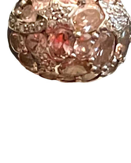 Vintage pink ice crystal domed 925 ring large statement