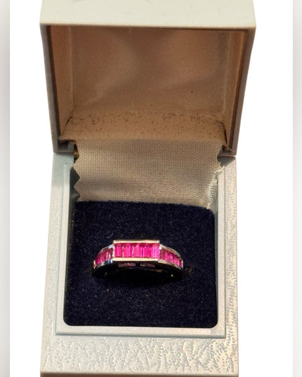 Elegant Composite CZ Pink Gemstone Ring Stacking Sterling Silver 925