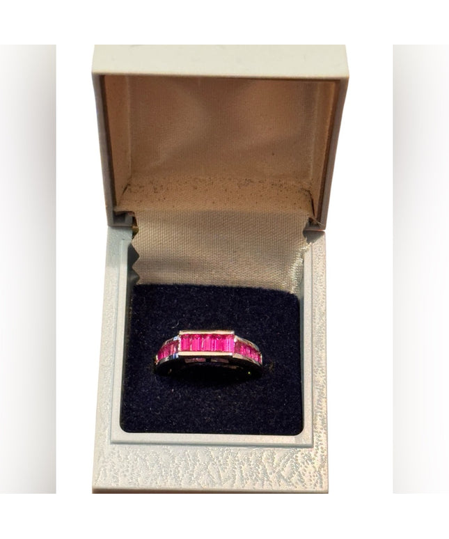 Elegant Composite CZ Pink Gemstone Ring Stacking Sterling Silver 925
