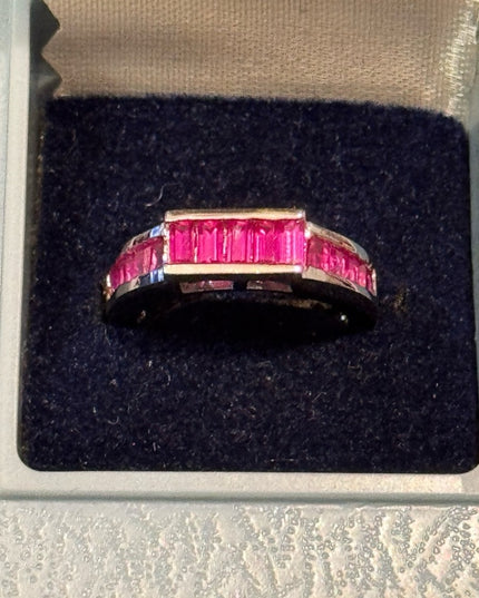 Elegant Composite CZ Pink Gemstone Ring Stacking Sterling Silver 925