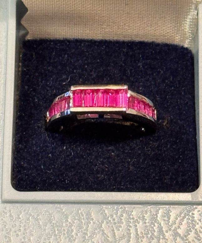 Elegant Composite CZ Pink Gemstone Ring Stacking Sterling Silver 925