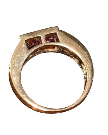 Elegant Composite CZ Pink Gemstone Ring Stacking Sterling Silver 925