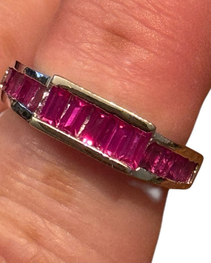 Elegant Composite CZ Pink Gemstone Ring Stacking Sterling Silver 925