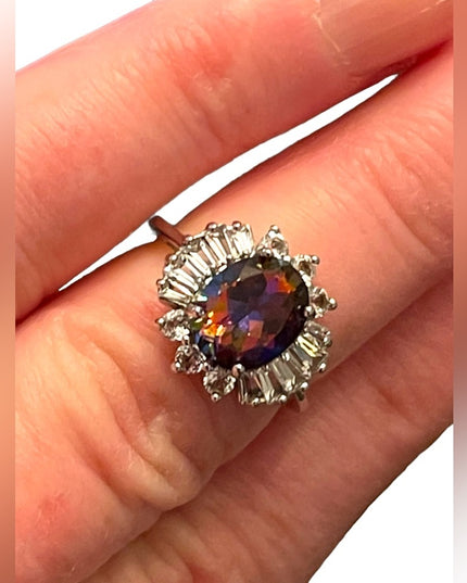 Sterling silver BBJ Fancy CZ Simulated topaz fabcy dinner ring