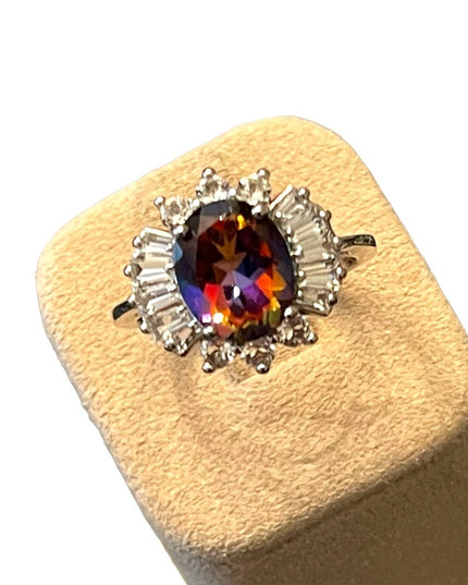 Sterling silver BBJ Fancy CZ Simulated topaz fabcy dinner ring