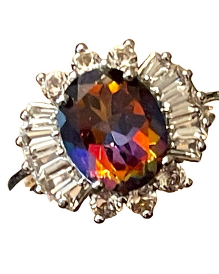 Sterling silver BBJ Fancy CZ Simulated topaz fabcy dinner ring