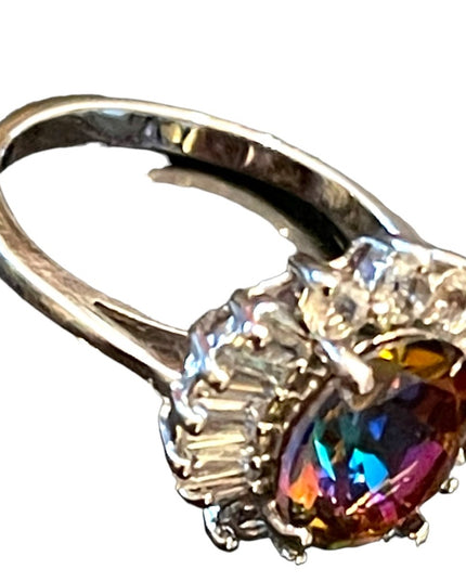 Sterling silver BBJ Fancy CZ Simulated topaz fabcy dinner ring